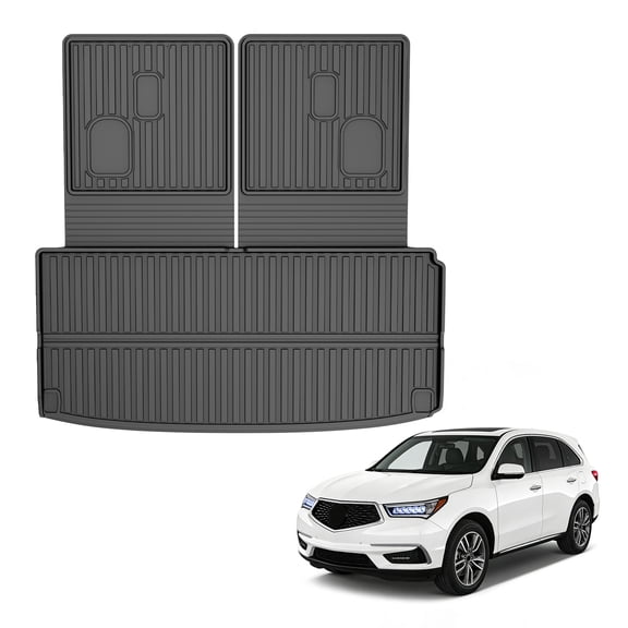DIKSOAKR Fit for Acura MDX 2022-2026 Cargo Liner & Backrest Mat TPE All Weather Protection Trunk Mat with Back Seat Cover MDX Accessories