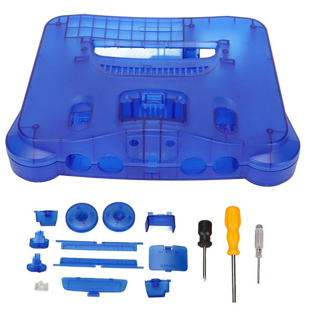 Replacement Protective Shell for N64 Retro Video Game Console, Translucent Blue