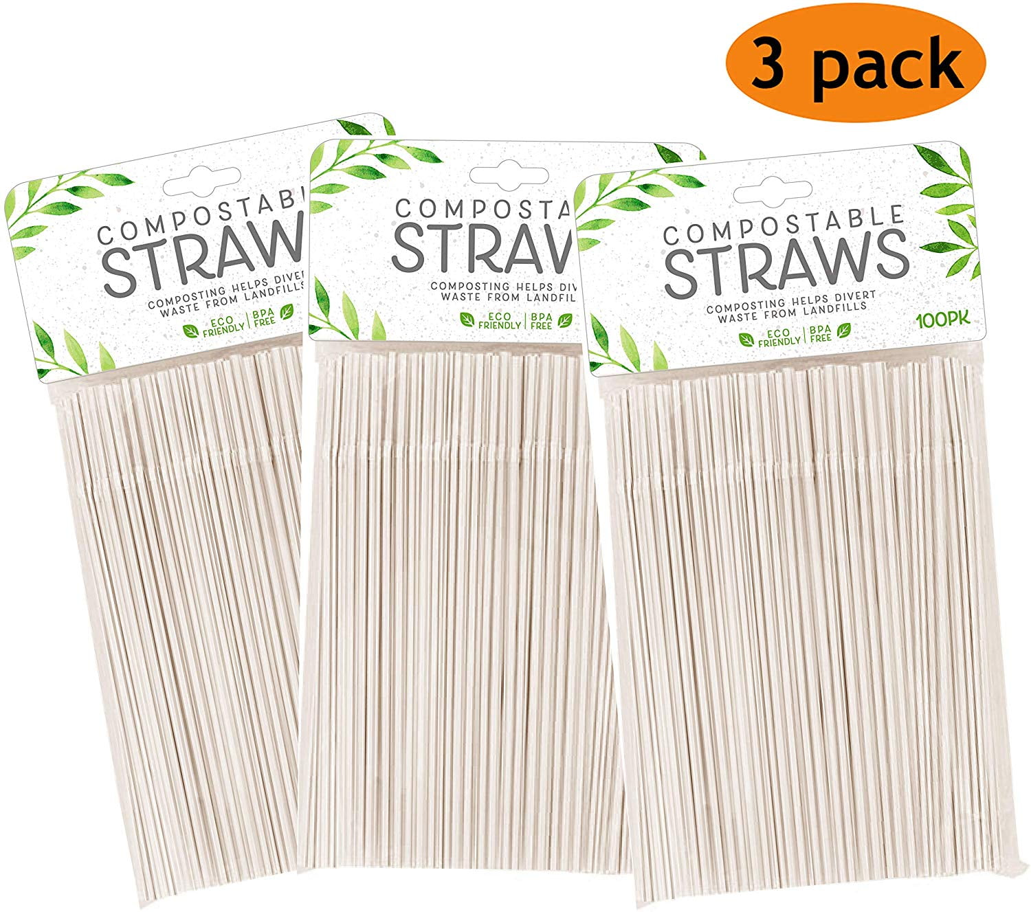 CSTW12AMZ Compostable Straws 100 Pack, Made of PlantBased PLA