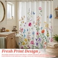 thumbnail image 6 of Dznils White Floral Fabric Shower Curtain, Watercolor Floral Bathroom Curtain with Hooks, Pink, 72" x 72", 6 of 11