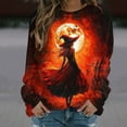 thumbnail image 2 of Kilaqueen Halloween Shirts for Women Long Sleeve Crewneck Witch Graphic Sweatshirts Vintage Festival Pullover Tops Fall Cute Loose Blouses Funny Gifts, 2 of 6