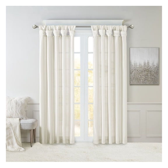 Window Curtain Panel, 50x84 Inch Faux Silk Sheen, DIY Twisted Tab Top, Lined for Privacy, Rod Pocket, White