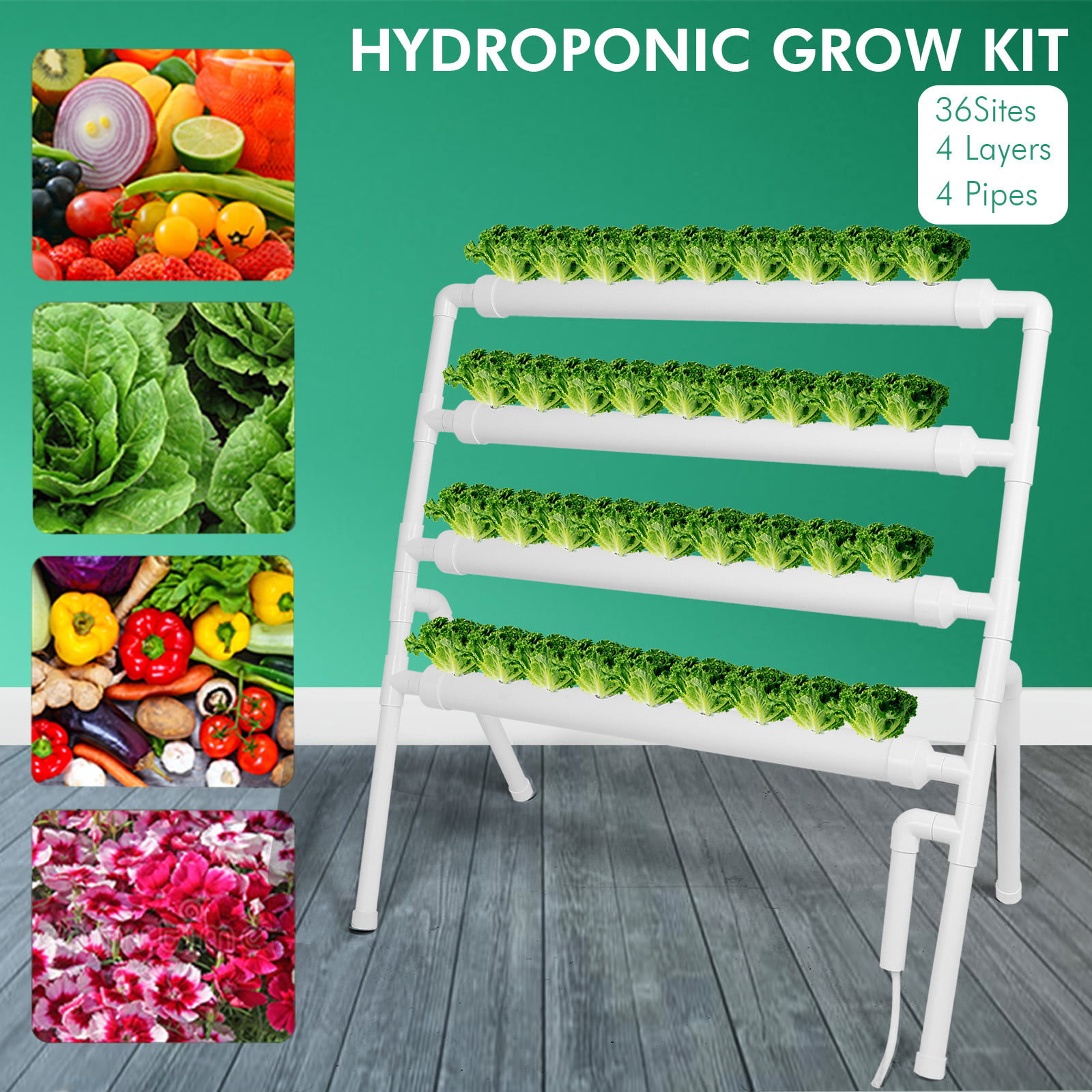 36 Site 4 Pipe Hydroponic Grow Kit Hydroponic Growing System for Leafy Vegetable 