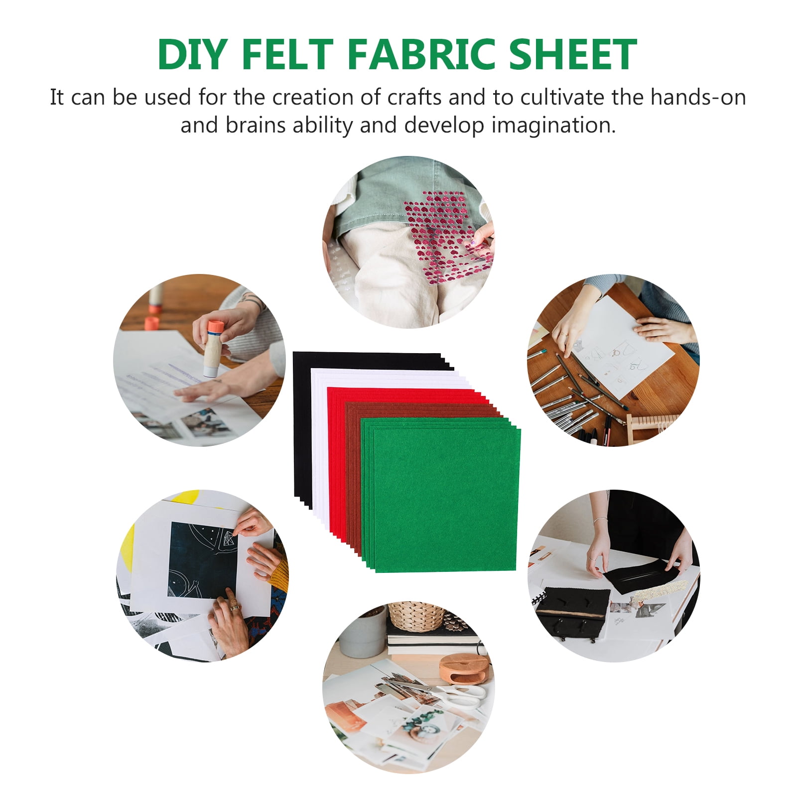 BERTDOMD 60-Pack Holiday Felt Fabric Sheets for Christmas Crafts, Seasonal Decorations, Xmas Art Projects and Uses