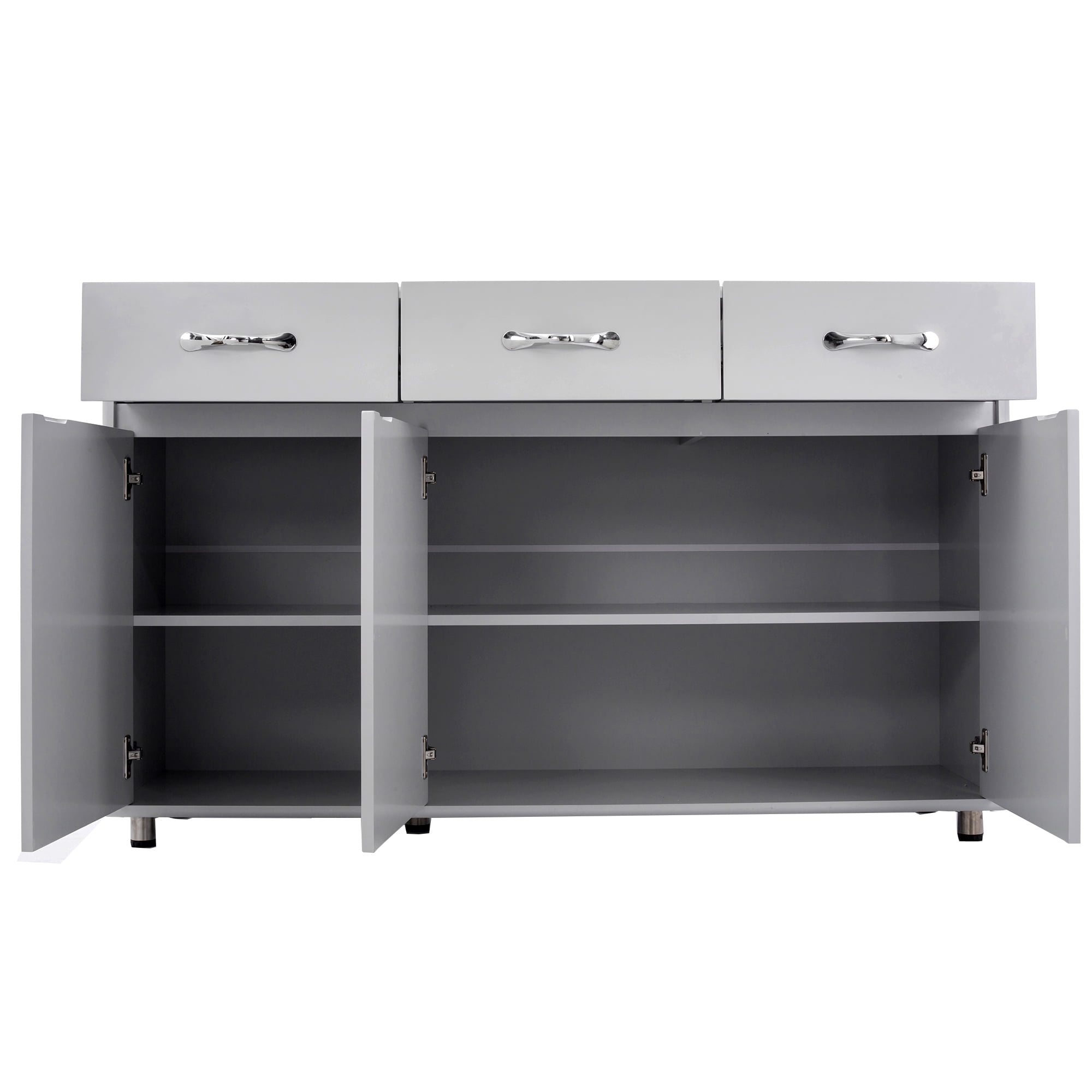 Mintazer Sideboard Buffet Cabinet with 3 Drawers & 3 Doors, Modern Storage Credenza with Adjustable Shelves for Kitchen Dining Room Living Room, Grey