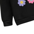 thumbnail image 3 of Girls 2-Piece Set Black Floral Print Hoodie & Flare Jeans Outfit with Heart Patches, Retro 70s Style Kids to Kids 8 Years,Size 7-8 T, 3 of 8