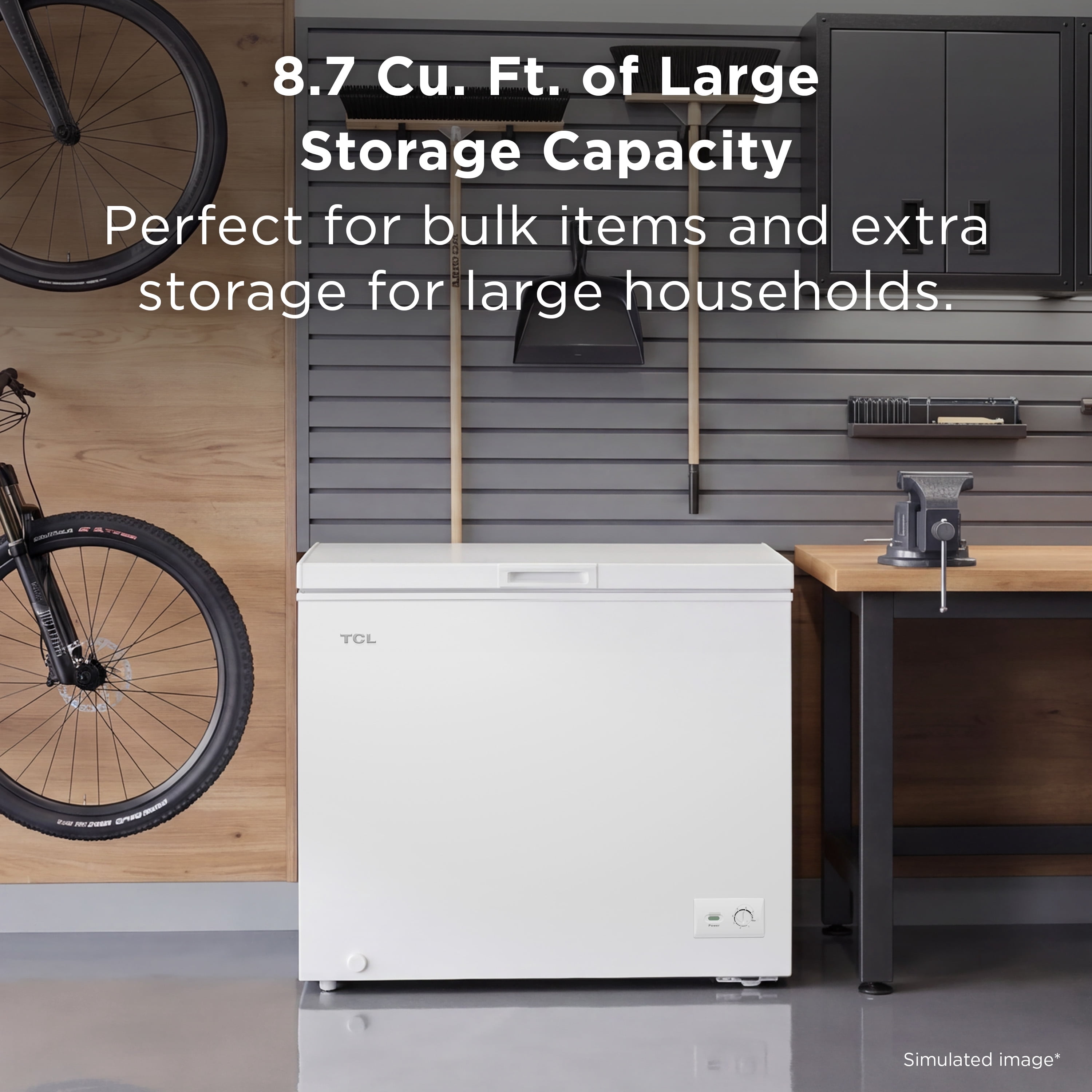 TCL 8.7 Cu ft Chest Freezer (White) - Garage Ready with Adjustable Thermostat - TFC090M4AW
