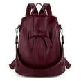 thumbnail image 6 of UTO Women Backpack PU Leather Ladies Fashion Handbags Backpacks Lightweight Travel Shoulder Bag(Wine Red), 6 of 6