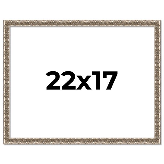 22x17 Frame Silver Versailles Ornate Solid Wood Picture Frame | 1 Inch Moulding Width | Interior