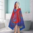 thumbnail image 6 of Blue Red Gold Marble Pattern Hooded Bath Towel，60"x35" for Ages 3 To 12 Kids, Quick Dry Lightweight Soft Microfiber Hood Beach Towel Cover Up for Kids, 6 of 7