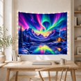 thumbnail image 5 of Aurora Borealis Over Snow-Covered Mountain Valley, Dreamy Celestial for Nature Lovers, Artistic Landscape Decor, Christmas Gift Tapestry Wall Hanging for Bedroom and Living Room, 5 of 7