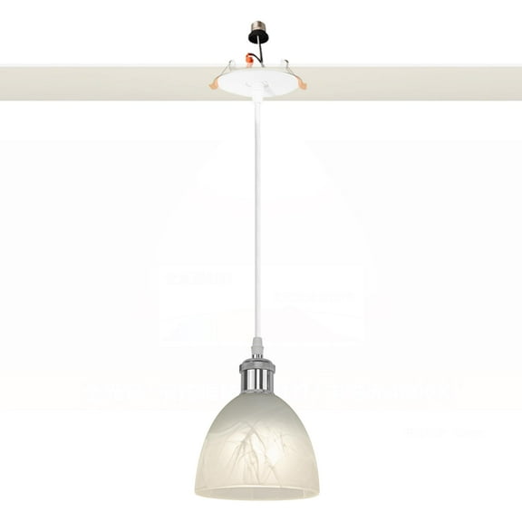 Kiven Can Lights Retrofit Recessed Lighting with E26 Power Outlet Adapter, 4/5 Inch Replacement Conversion Kit, Farmhouse Frosted Glass Pendant Lighting for Bedroom Hallway Kitchen,1 Light, Silver