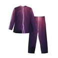 thumbnail image 2 of Kll Thunderstorm Violet Purple Sleepwear Mens Flannel Pajamas,Long Cotton Pj Set, 2 of 9