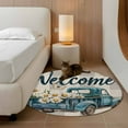 thumbnail image 2 of Round Rugs 4 Ft, Blue Truck Spring Floral Non Slip Area Rugs for Kitchen Bedroom Entryway, Grey Plaid Butterflies Vintage Washable Carpet Runner Rug Floor Mats for Bedroom Home Decor, 2 of 9
