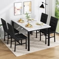 thumbnail image 4 of MIERES Marble Dining Table Set for 4, Faux Marble Kitchen Table and Chairs Set, Rectangle Dining Table with 4 Leather Dining Chairs, 5 Pieces Dinette Sets for Breakfast Nook, Apartment, White+Black, 4 of 20
