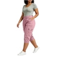 thumbnail image 2 of Diufon Plus Size Cargo Pants for Women Button Elastic Waisted Travel Hiking Capri Pants with Multi Pockets, 2 of 9