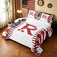 thumbnail image 3 of meiyoeat Patriotic USA Flag Quilt Full for Boys, Baseball Letter R Print Full Bedspread Sets, 3pcs, 1 Comforter and 2 Pillowcases, 3 of 7