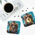 thumbnail image 4 of Vsdgher Hawaiian Swimming Lion Leather Coasters for Drinks, Durable Drink Coasters 4 Set for Tabletop Protection, Luxurious Home Décor and Housewarming Gift ( {designName})Square, 4 of 6