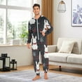 thumbnail image 5 of Black Red Plaids White Rabbits Christmas Adult's Hoodie Onesie Jumpsuit One-Piece Pajamas with Zipper Unisex for Holiday S, 5 of 7