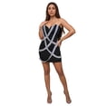 thumbnail image 1 of Vestido PORRCEY con estampado en caliente, hombros descubiertos, cuello en V, color negro, XL, 1 of 6