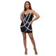 thumbnail image 1 of Vestido PORRCEY con estampado en caliente, hombros descubiertos, cuello en V, color negro, XL, 1 of 6