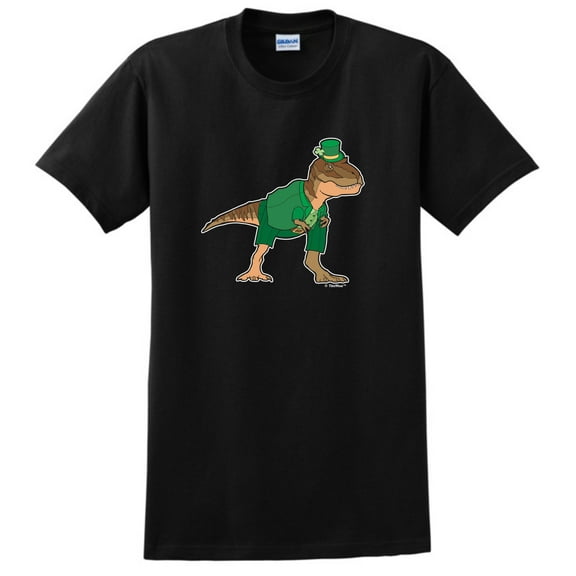 St Patricks Day Accessories T-Rex Leprechaun Short Sleeve T-Shirt Small Black