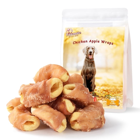 Pawmate Chicken Jerky Wrapped Apple Dog Treats, Promote Digestion Chews for All Dogs, 10.6oz