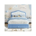 thumbnail image 2 of Huisuilinss Upholstered Twin Bed Frame With Storage Drawer,Cute Velvet Platform Bed,LED Bed Frame Full With Headboard,No Box Spring Needed,Wooden Slats,Noise Free, 2 of 5