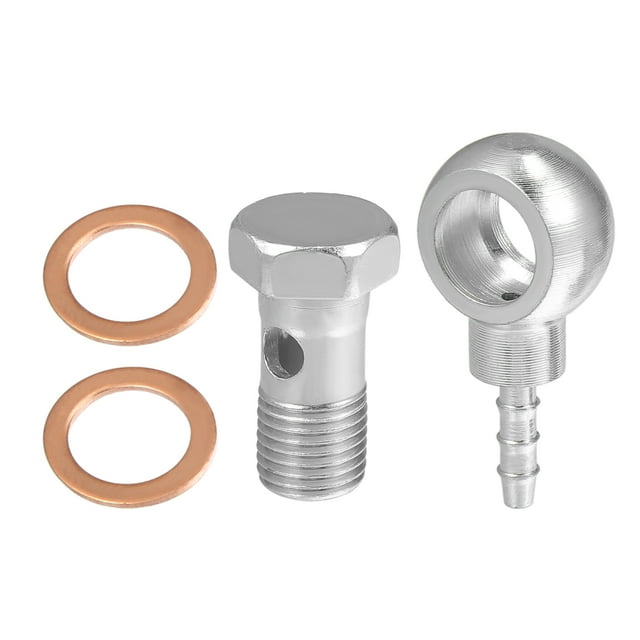Unique Bargains 14mm ID 6mm OD M14x1.5 Banjo Raccord Ligne de Carburant avec Rondelle à Vis pour Moto Ton Argent 1 Set