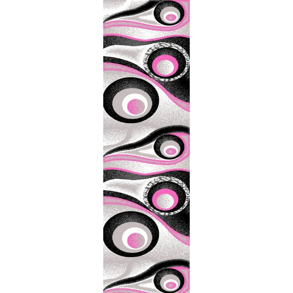 PREMIUM 3D Hand Carved Modern 2x7 2x8 Runner Rug Contemporary 1504 Grey Gray Pink