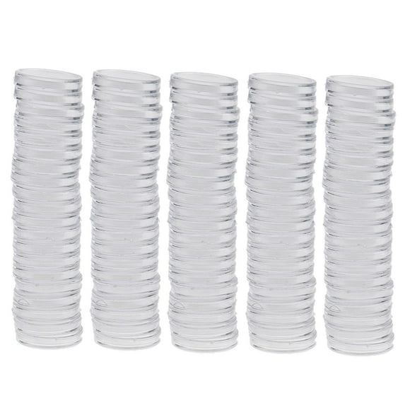 Milaget 100pcs 22mm Plastic Clear Round Capsules Containers Protector Case