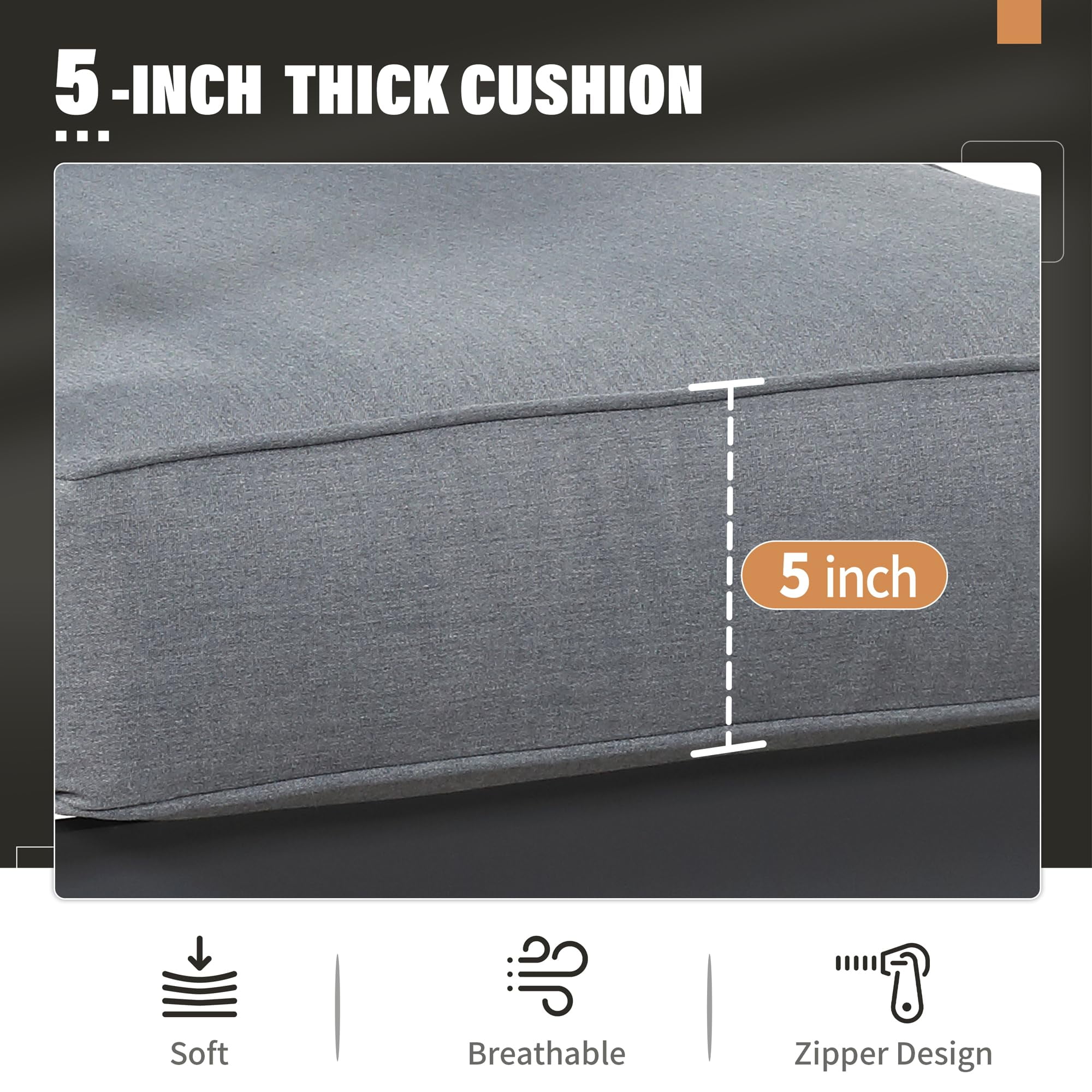 CozyHom 6Pcs Outdoor Patio Aluminum Sofa Furniture Set With Fireplace Table and Cushions Outside Sectional Metal Conversation Couch, Gray