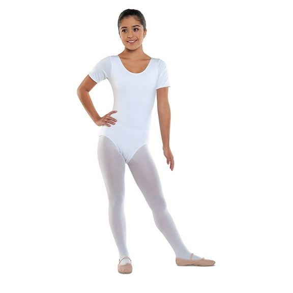 DanzNmotion by Danshuz Women's S/S Leotard L WHITE