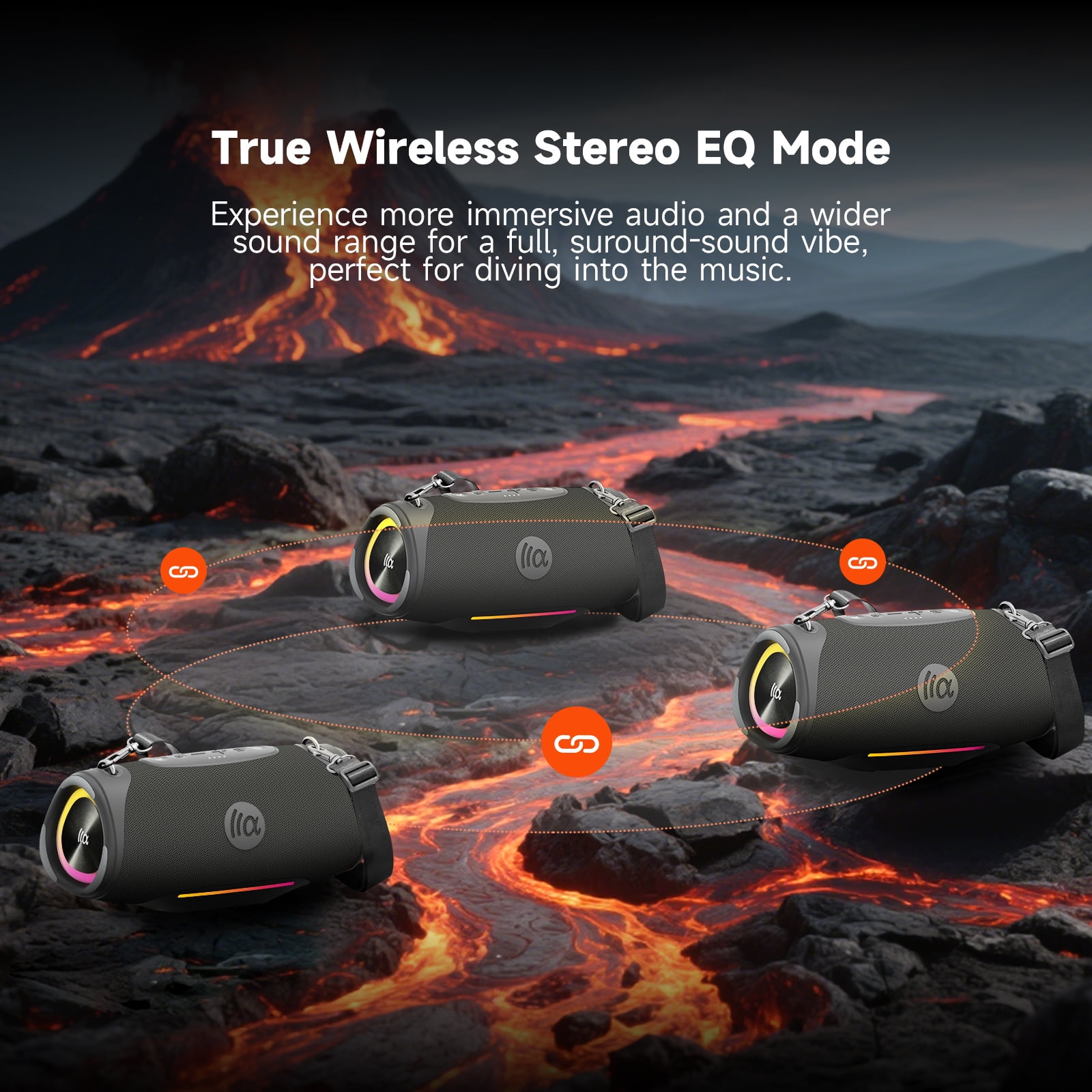 TAZATA Portable Bluetooth Speaker IPX7 Waterproof 80W Wireless Outdoor Speaker for Camping 8H Playtime