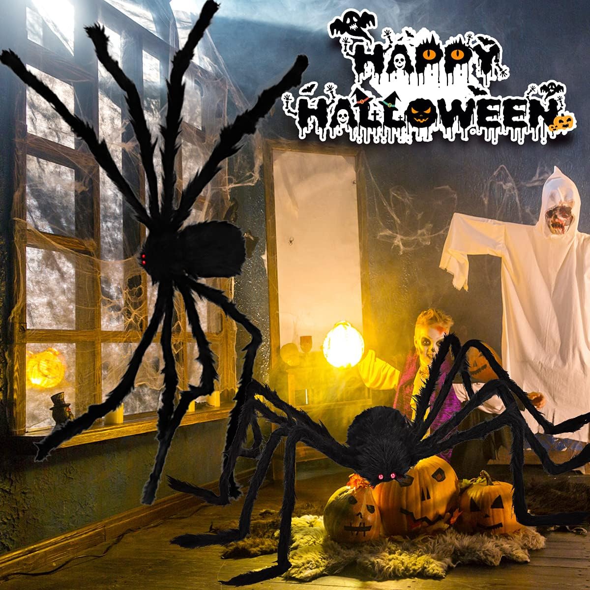 Ayieyill Giant Spider Halloween Decoration, 79", Black photo 2