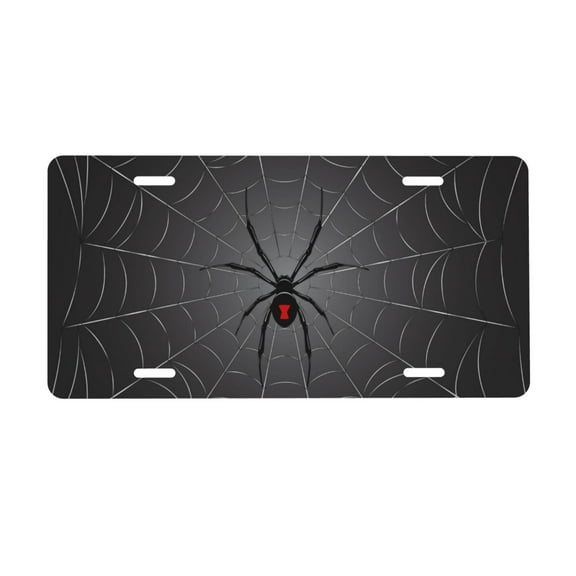 Easygdp Black Spider On Web License Plate Car Front License Plate Car Decoration Car Accessories Front Tag Plate Standard Size