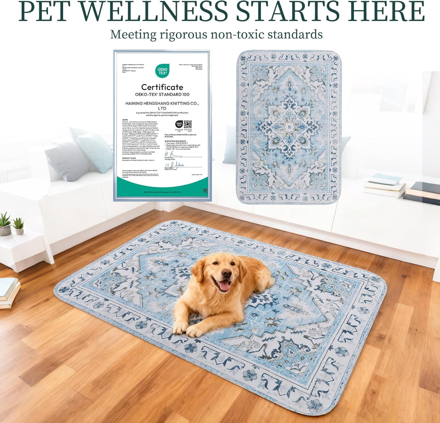 JJEAN-Washable Pee Pads for Dogs,2 Pack Reusable Puppy Pads Waterproof,Absorbent and Leakproof Dog Pee Pads,Non Slip Puppy Training Pads, Pet Mat for Floor, Crate, Couch, Whelping,Blue, 36"x36"