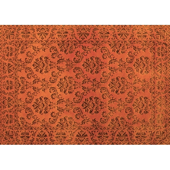 Ahgly Company Indoor Rectangle Abstract Orange Contemporary Area Rugs, 6' x 9'