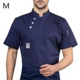 thumbnail image 2 of Baohd Chef Jacket Kitchen Apron Three Buttons with Front Pockets Clothes Summer Shirts for Men Kitchen Supplies for Grill Restaurant Blue M, 2 of 5