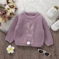 thumbnail image 6 of Xijirk Toddler Crew Neck Knit Sweater Cute Bunny Embroidery Pom Pom Long Sleeve Pullover for Casual Daily Wear,2-3 Years, 6 of 8