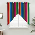 thumbnail image 5 of Mexican Stripes Kitchen Window Curtains, Swag Curtains Valance for Bedroom Living Room Bathroom, Blue Boho Red Green Orange Art Simple Rod Pocket Window Curtain Block Drapes 2 Panels 36"x45", 5 of 9