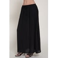 thumbnail image 4 of Women's Elastic Waist Crinkle Woven Long Skirt with Tie Detail, Casual Flowy Maxi Skirt Black L, 4 of 5
