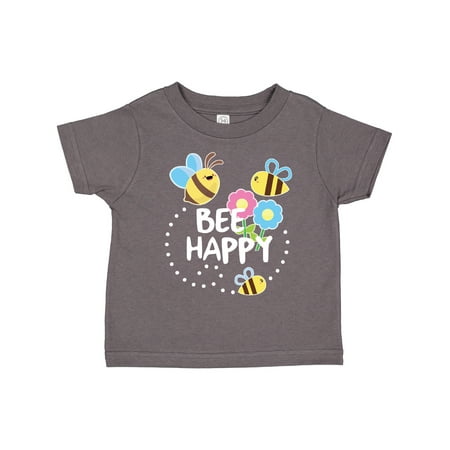 

Inktastic Bee Happy with Flowers Gift Toddler Boy or Toddler Girl T-Shirt