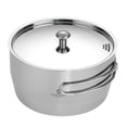 thumbnail image 1 of 2L 304 Stainless Steel Outdoor Camping Cookware with 430 Stainless Steel Outer Layer & Aluminum Core - Versatile Pot for Boiling, Soup, Rice - Foldable Handle, Exhaust Hole, 2-3 Person Capacity,, 1 of 5