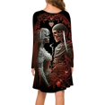 thumbnail image 4 of Long Sleeve Dresses for Women Casual Round Neck Dress with Valentine Heart Theme Print Fashionable Comfort Outfits Plus Size Dresses Dark Blue L, 4 of 4