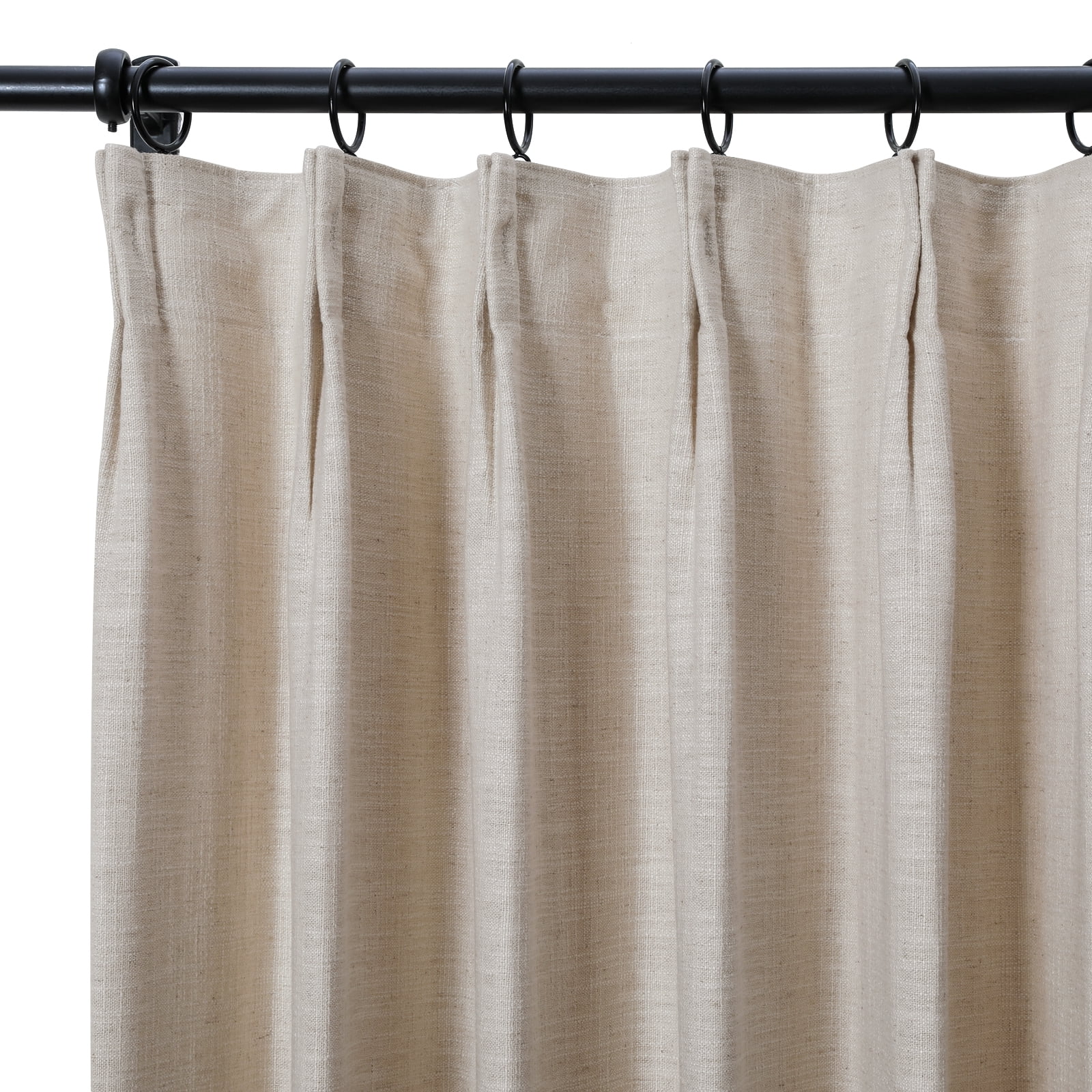TWOPAGES Light Filtering Drape 72 W X 72 L Inches Pinch Pleat Curtain Linen Blend Window Treatment for Bedroom, 1 Panel, Birch