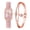 Pink, variant on Fashion Rose Gold Bangle Bracelets Watches with Leather Strap Casual Dress Watch Set for Women Sparking Cubic Zirconia Crystal Bracelet Jewelry Gifts