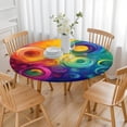 thumbnail image 3 of Colorful Tie Dye Circular Spiral Pattern Round Fitted Tablecloth with Elastic Edge,Dining Table Cover Waterproof,Outdoor Round Tablecloth for Camping,Dining,Indoor and Outdoor, 3 of 7