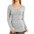 thumbnail image 3 of T-Shirt - Women's Fitted Cotton Long Sleeve Scoop Neck Tee S, Heather Gray, 3 of 4