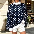 thumbnail image 6 of Womens Mock Neck Sweatshirts Oversized Pullover Polka Dot Fall Turtleneck,Fall Fashion Tops Long Sleeve Tops Casual Lounge Travel Work Hiking Tees Navy 2XL, 6 of 10
